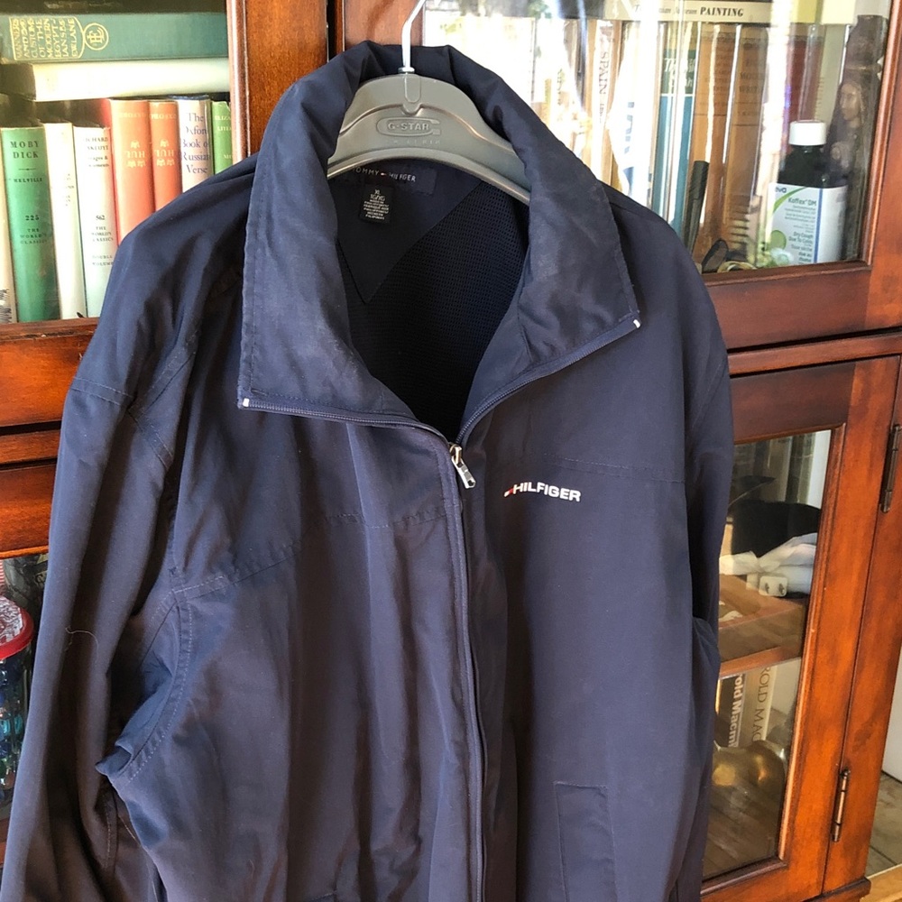 Tommy Hilfiger Navy Full-Zip Windbreaker with Stand Collar